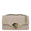 VALENTINO Garavani Small Rockstud Flap Leather Crossbody Bag Beige