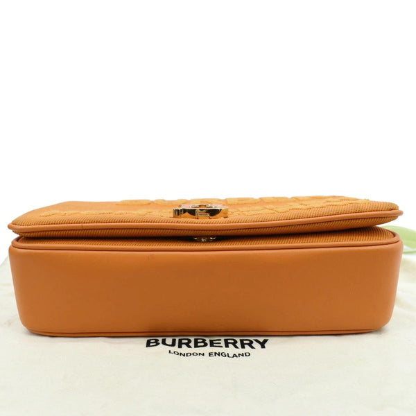 BURBERRY Horseferry Print Lola Canvas Leather Shoulder Bag Orange