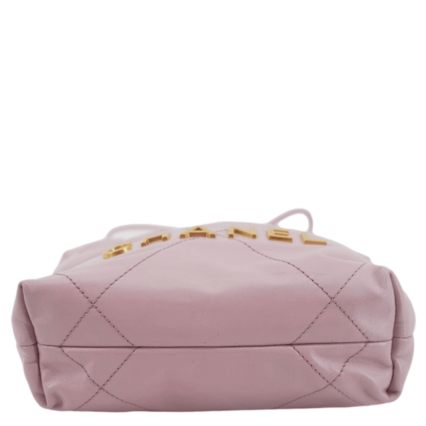 CHANEL 22 Mini Shiny Calfskin Leather Chain Crossbody Bag Pink