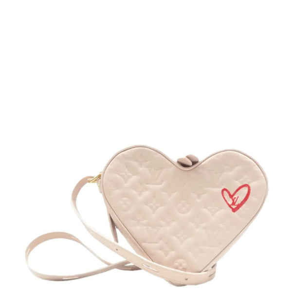 LOUIS VUITTON Fall In Love Sac Coeur Monogram Embossed Crossbody Bag Light Pink