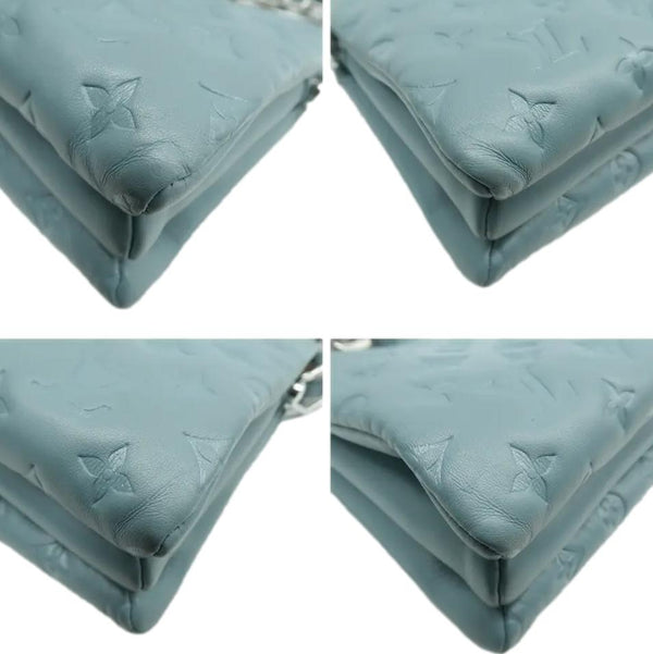 LOUIS VUITTON Coussin BB Monogram Embossed Leather Shoulder Bag Blue