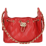 CHANEL 25 Mini Quilted Caviar Leather Hobo Bag Red