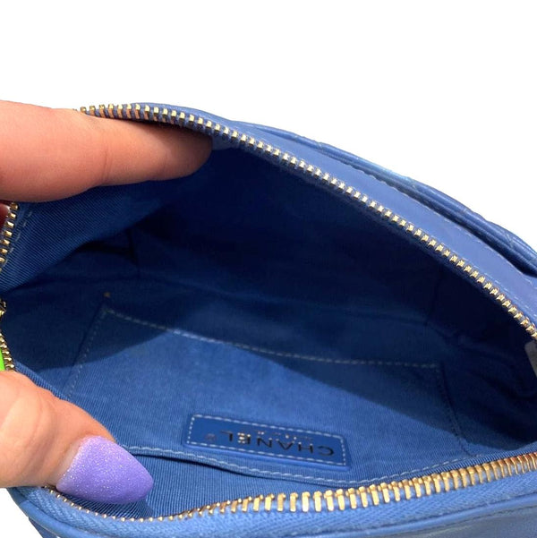 CHANEL Bi Classic Quilted Lambskin Leather Waist Bag Blue
