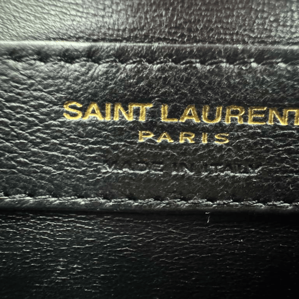 YVES SAINT LAURENT Cassandra Mini Grain De Poudre Leather Top Handle Shoulder Bag Red