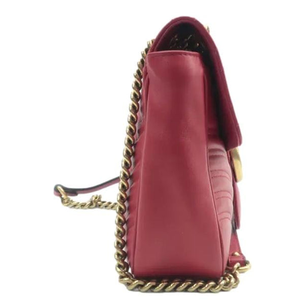 GUCCI GG Marmont Medium Matelasse Shoulder Bag Red 443496