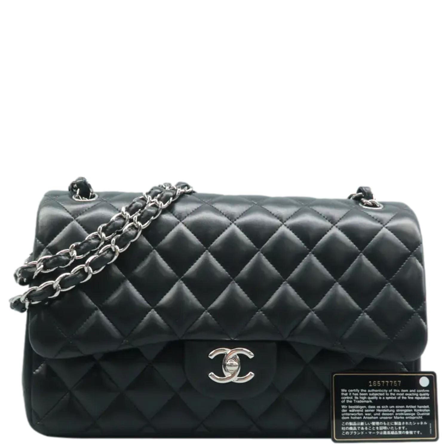 CHANEL Jumbo Double Flap Quilted Leather Black Shoulder Bag