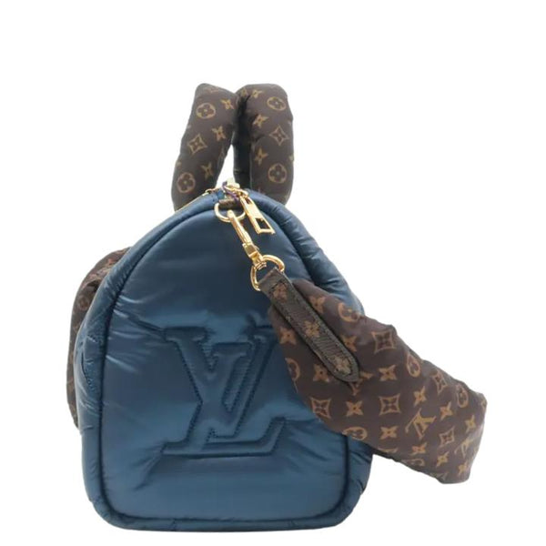 LOUIS VUITTON Speedy 25 Bandouliere Monogram Nylon Shoulder Bag Navy Blue