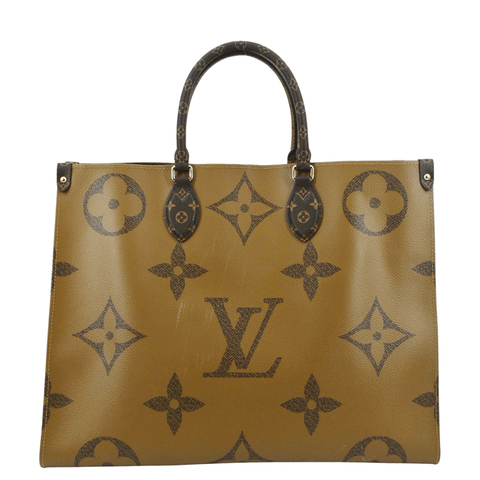 LOUIS VUITTON Onthego GM Giant Monogram Canvas Tote Shoulder Bag Brown