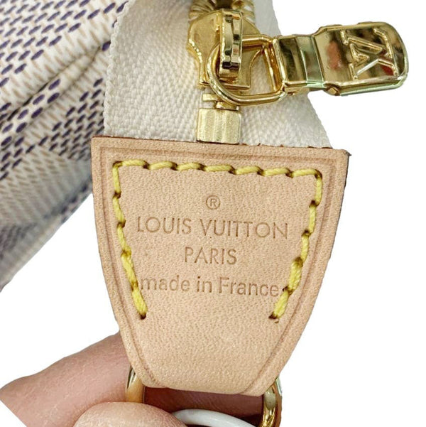 LOUIS VUITTON Damier Azur Pochette Accessories Pouch White