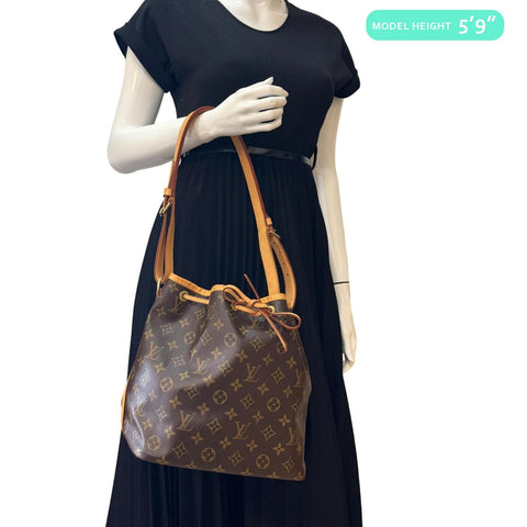 Louis Vuitton Petit Noé Monogram Brown Shoulder Bag - Model Carrying