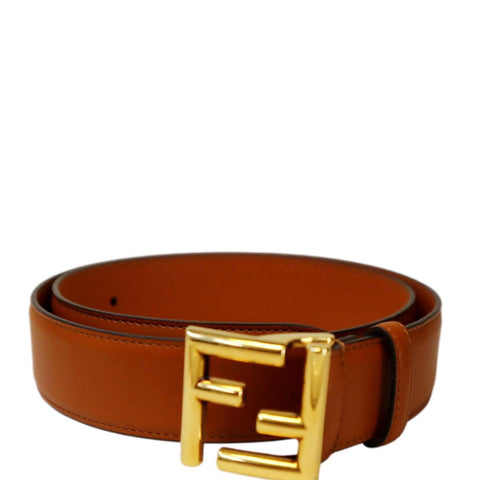FENDI FF Leather Waist Belt Tan Size 85/34