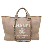 CHANEL Deauville Large Raffia Shopping Tote Bag Tan
