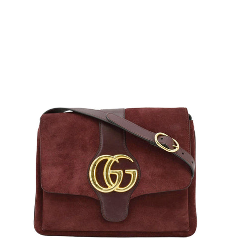 GUCCI Arli Medium Suede Leather Crossbody Bag Red 550126