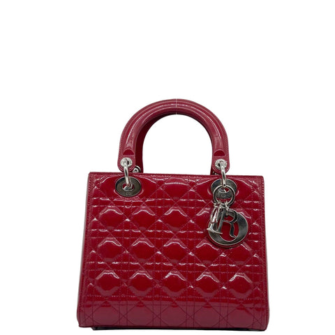 Christian Dior Lady Dior Bag Cannage Patent Burgundy