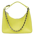 GIVENCHY Moon Cut Out Small Leather Hobo Bag Neon Yellow front look