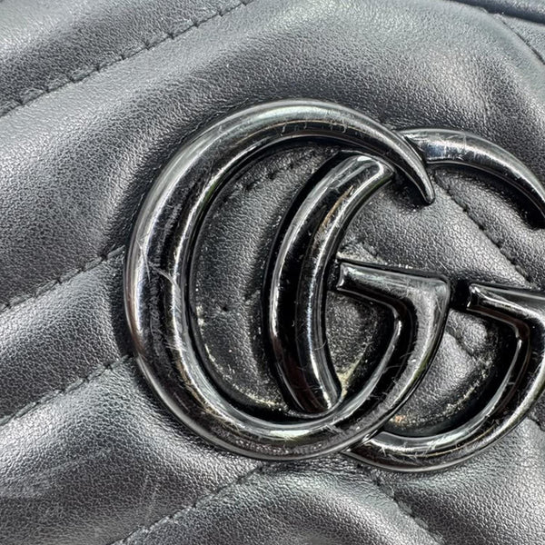 GUCCI GG Marmont Small Matelasse Chevron Leather Camera Bag Black 447632