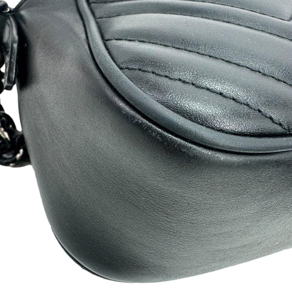 GUCCI GG Marmont Small Matelasse Chevron Leather Camera Bag Black 447632