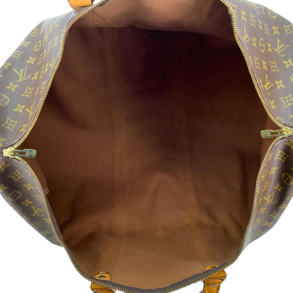 LOUIS VUITTON Keepall 60 Bandouliere Monogram Canvas Travel Bag Brown