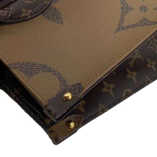 LOUIS VUITTON Onthego MM Reverse Monogram Giant Canvas Tote Bag Brown