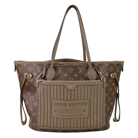 LOUIS VUITTON Neverfull MM Inside Out Monogram Canvas Tote Bag Brown