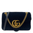 GUCCI GG Marmont Medium Matelasse Velvet Shoulder Bag Black 443496
