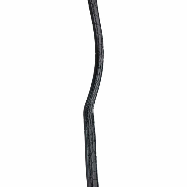 YVES SAINT LAURENT Manhattan Baguette Crocodile Embossed Leather Shoulder Bag Black