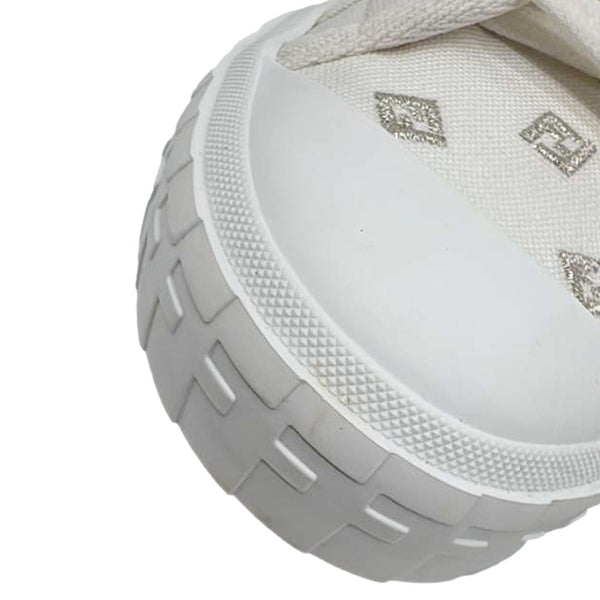 FENDI Domino FF Logo Canvas Sneakers White Size 7