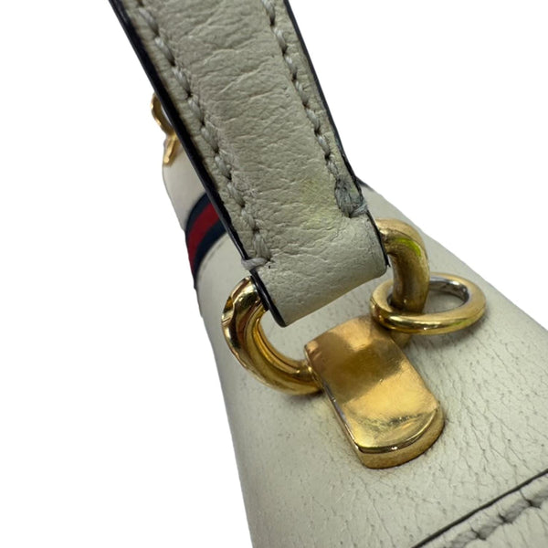 GUCCI Ophidia Web Leather Top Handle Shoulder Bag Off White 651055