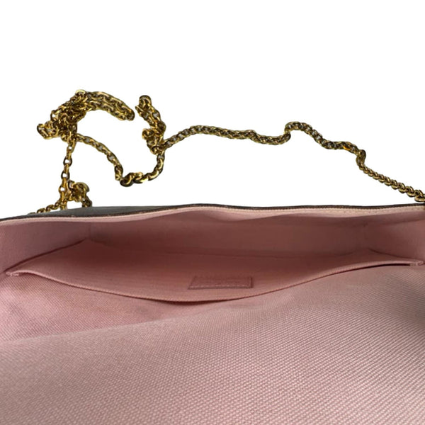 LOUIS VUITTON Felicie Pochette Valentine Dog Monogram Canvas Crossbody Bag Brown