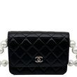 CHANEL Maxi Pearl Mini Quilted Leather WOC Crossbody Bag Black