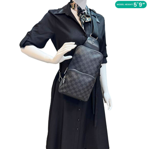 LOUIS VUITTON Avenue Sling Damier Graphite Backpack Bag Black