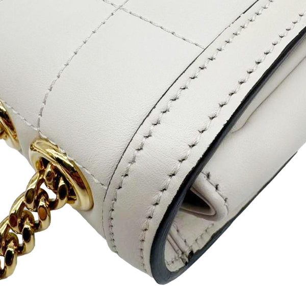 GUCCI Deco Small Quilted Calfskin Leather Shoulder Bag White 241457