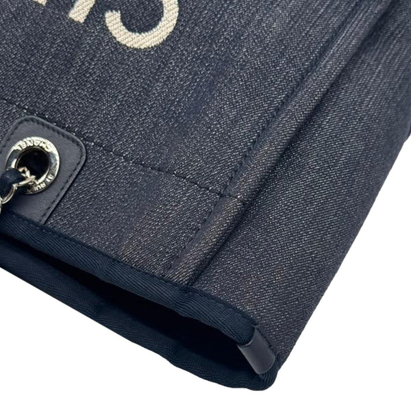 CHANEL Deauville Medium Denim Tote Bag Navy Blue