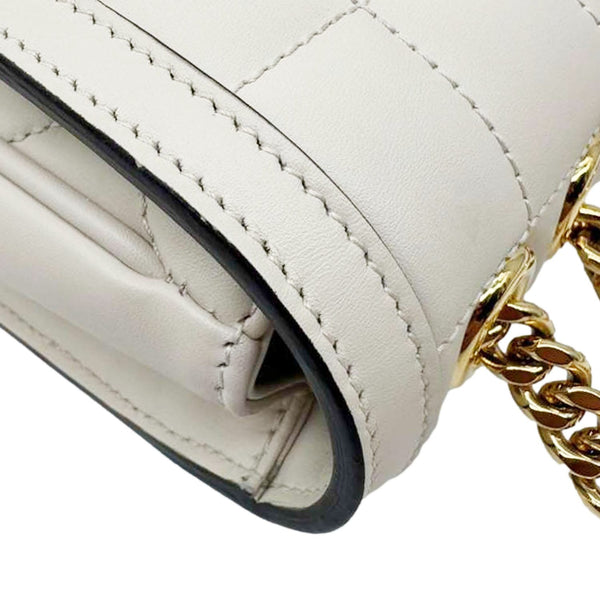 GUCCI Deco Small Quilted Calfskin Leather Shoulder Bag White 241457