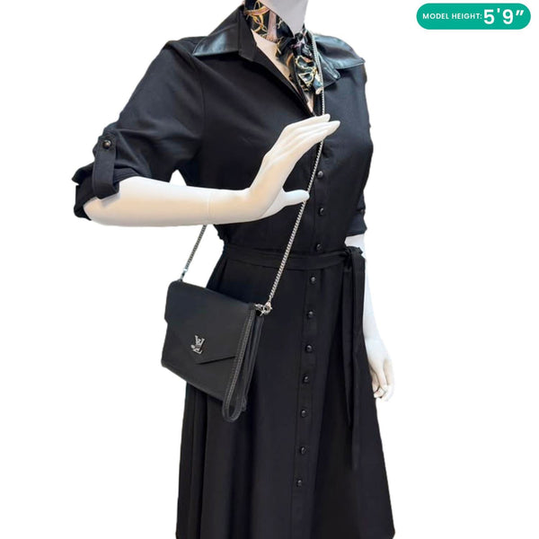 LOUIS VUITTON Mylockme Leather Chain Crossbody Bag Black