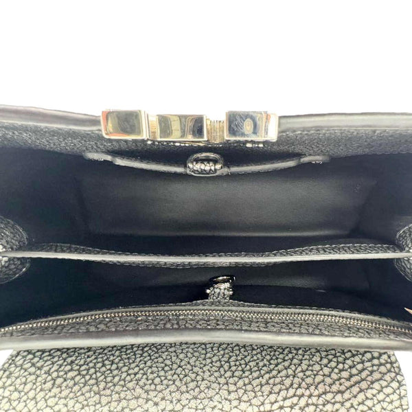 LOUIS VUITTON Capucines PM Chrome Taurillon Metallic Leather Crossbody Bag Silver