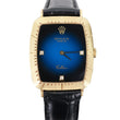 Rolex Cellini 30mm 18k Yellow Gold Engraved Bezel Blue Vignette Diamond Dial Watch 4087