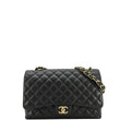 CHANEL Maxi Double Flap Leather Shoulder Bag Black