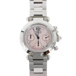 Cartier Pasha C Automatic Chronograph Stainless Steel Pink Mop Dial Watch 35mm