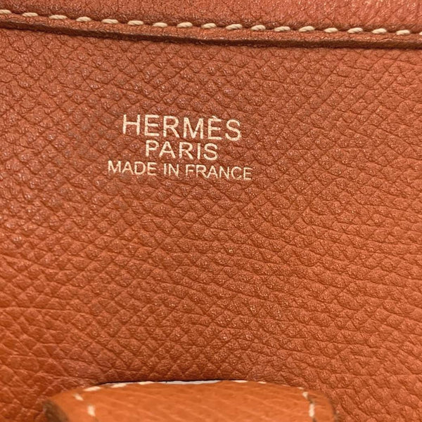 HERMES Evelyne PM III Clemence Leather Crossbody Bag Tan