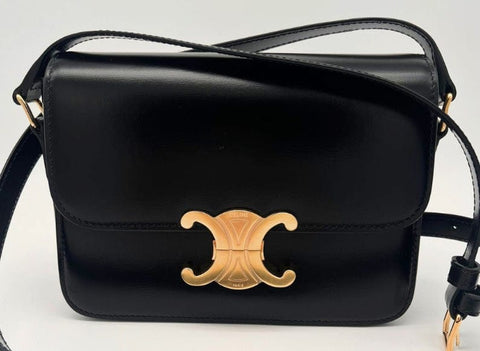 56273-SYB Celine CLASSIQUE TRIOMPHE BAG Shiny Black