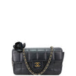 Chanel Black Lambskin Quilted Mini Chocolate Bar Camellia Flap Bag
