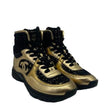 Chanel CC Logo High Top Black & Gold Sneakers