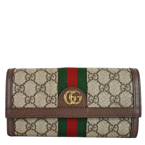 GUCCI Ophidia GG Continental Supreme Canvas Wallet Beige 523153