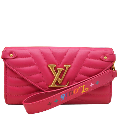 LOUIS VUITTON Love Lock New Wave Long Leather Wallet Pink