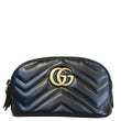 GUCCI GG Marmont Small Matelasse Chevron Leather Cosmetic Case Black 625544