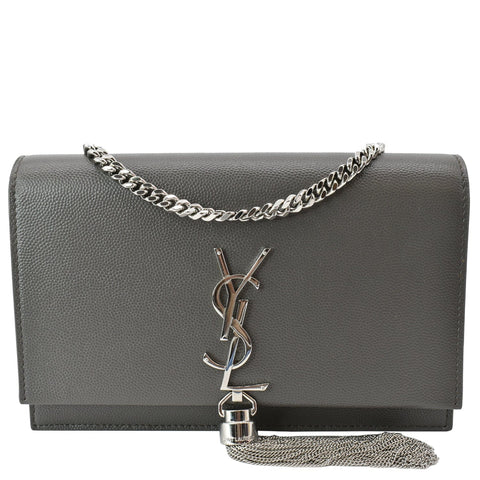 YVES SAINT LAURENT Small Kate Tassel Leather Shoulder Bag Grey - Hot Deals