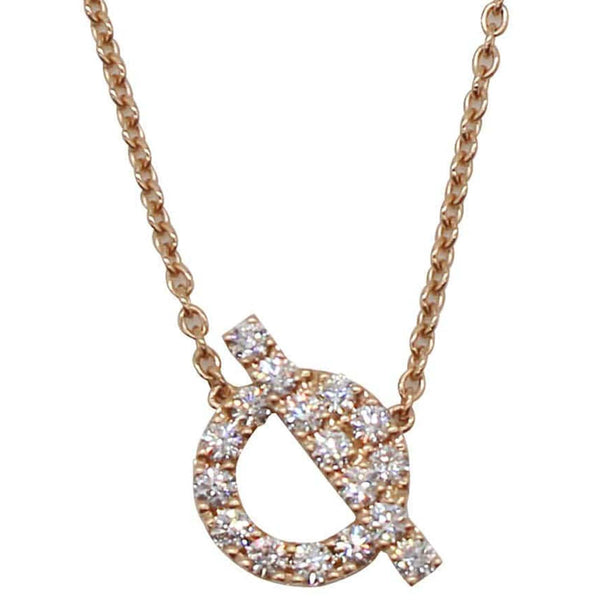 HERMES Finesse 18K Rose Gold Diamond Pendant Necklace