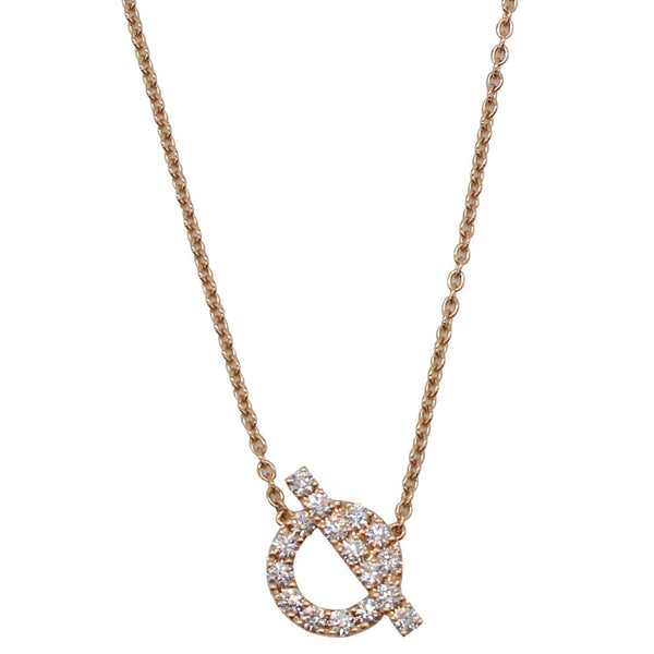 HERMES Finesse 18K Rose Gold Diamond Pendant Necklace