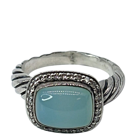 DAVID YURMAN Albion Sterling Silver Pave Diamond Green Ring